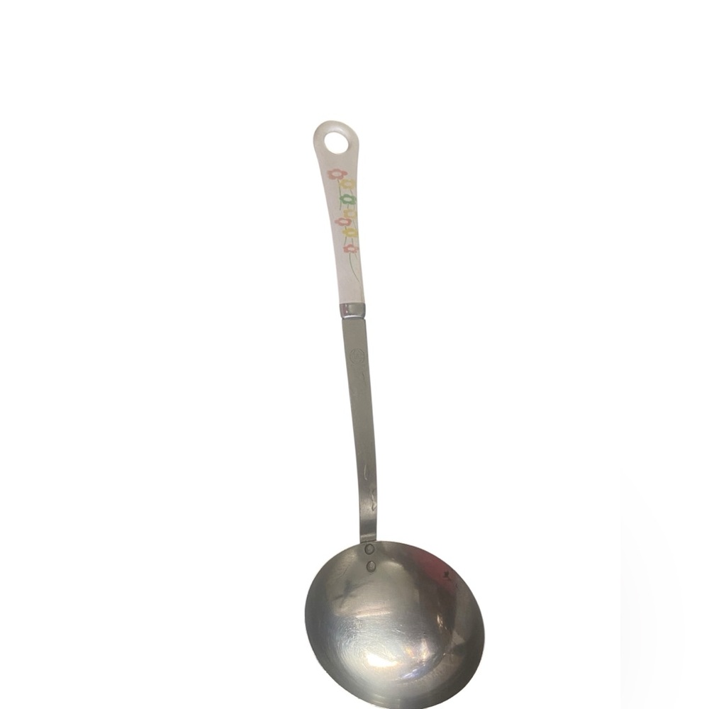 Honey Cook Japan Stainless White Floral Flower Serving Ladle Scoop EUC